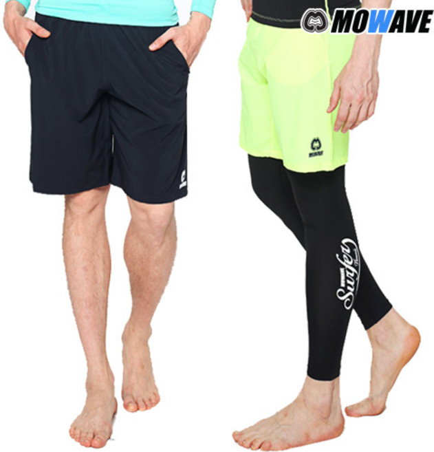 MOWAVE 남성 비치반바지 솔리드