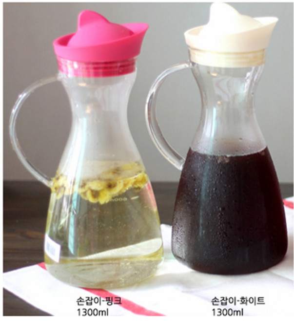 타이거크라운/워터져그(실리콘내열유리물병), 핑크손잡이, 1300cc, 1개