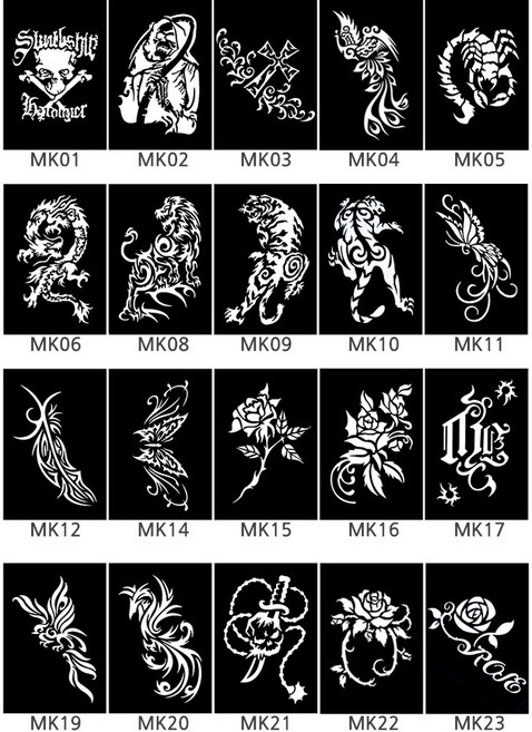 타투 스텐실 MK[중간사이즈]20종 14cm x 10cm, MK22, 1개