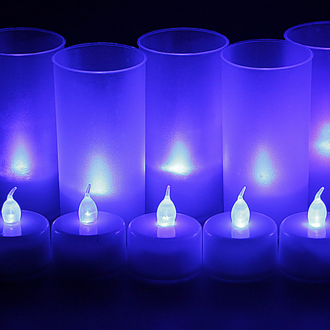 LED 티라이트 전자 양초 미니 캔들 홀더 프로포즈 촛불 생일 초, (티라이트 블루+컵)