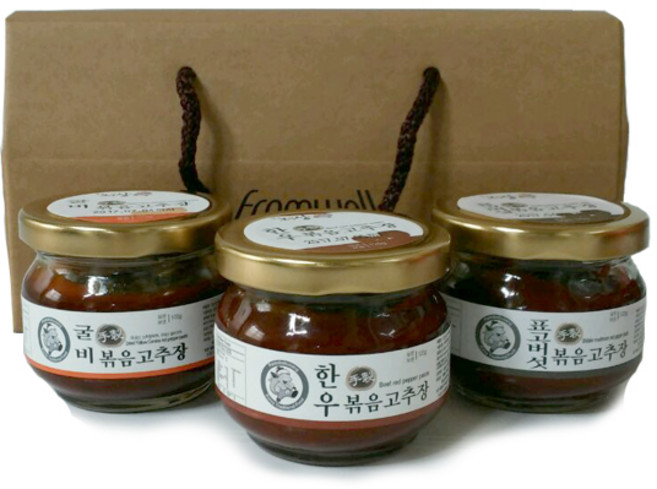 팔도보부상 볶음고추장 선물세트 아씨세트, 120g, 04.한우 굴비 표고버섯, 3개