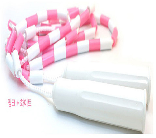 대일스포츠 아동 구슬 줄넘기, 화이트 + 핑크, 1개