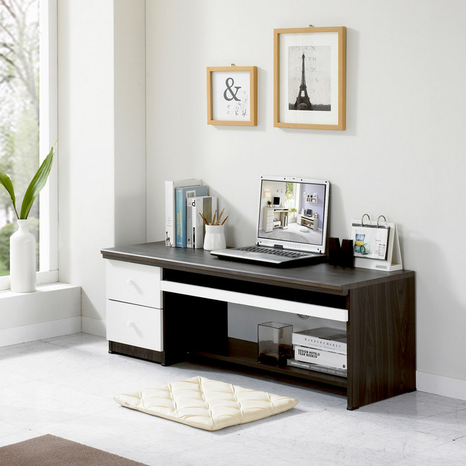 퍼니아트 Q와이드 좌식 컴퓨터책상 겸 책상, 웬지