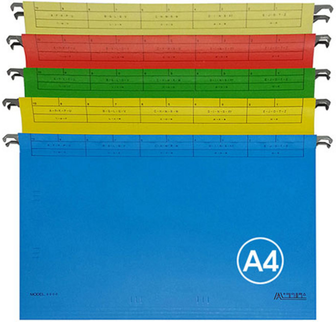 에이프러스)행잉화일 A4 5칼라 (10매입), 청색, 1개