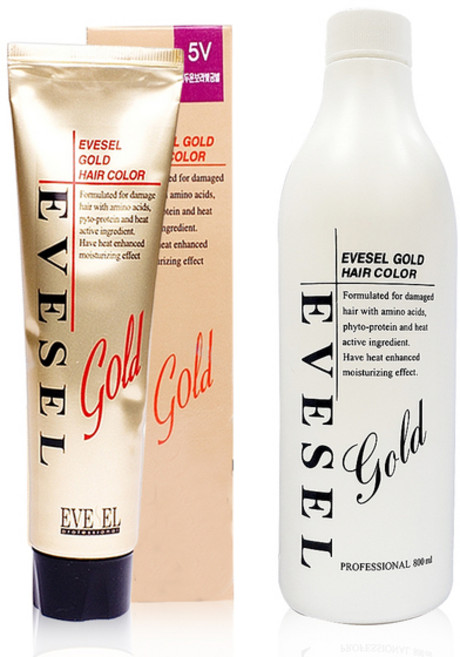 이브셀 골드 헤어칼라 120ml 6개당 산화제800ml, 1N 흑색, 1개