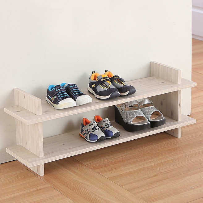 아라마가구 무지개 신발장, 화이트워시, 2단