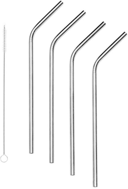 브리니클 스테인레스 곡선 빨대 4p + 세척전용솔 세트, 1세트, 4개입