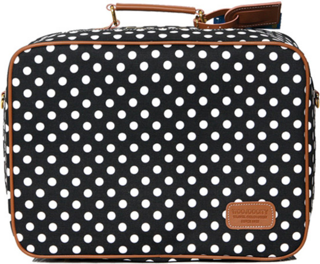 우주시티 P411 사각플레이-블랙 도트 보스톤가방