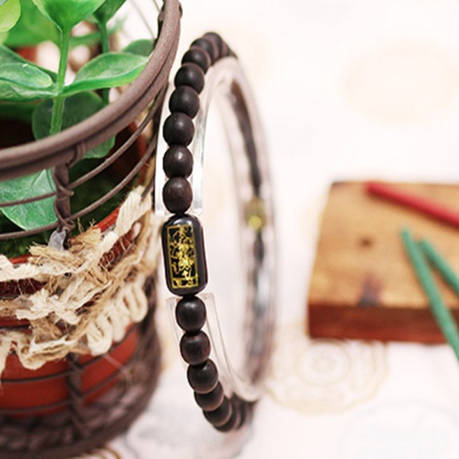 흑단 금장부적 합장주 (6mm-소원 재물 합격 만사 사업 건강 택1) / 염주팔찌