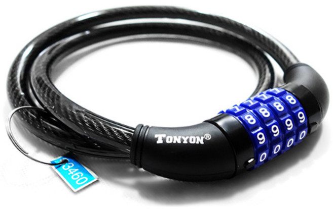 대성무역 TONYON 초강력 와이어락 원형 검정, 블랙, 1개