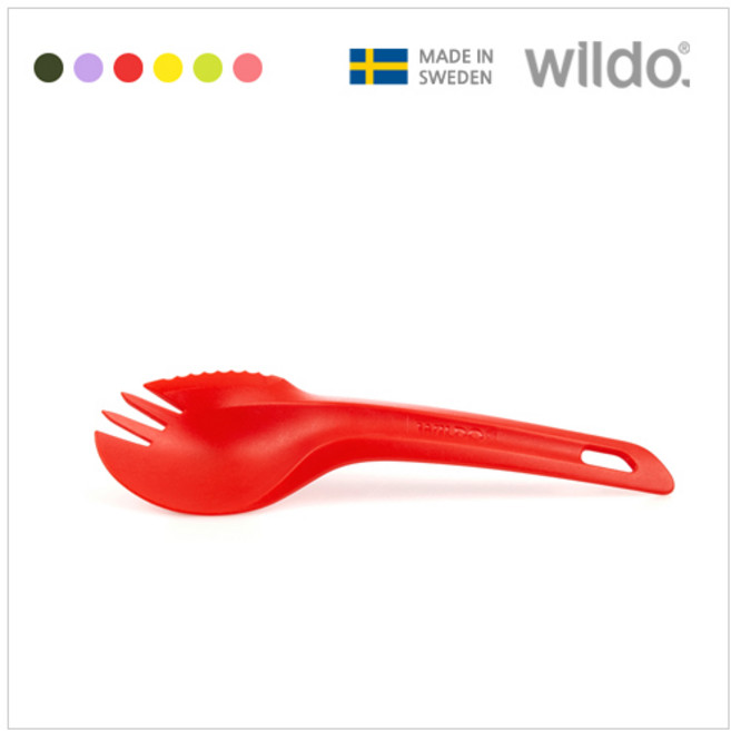윌도 캠핑 포크 숟가락 하이브리드 스포크 캠핑 식기, 레드, 1개