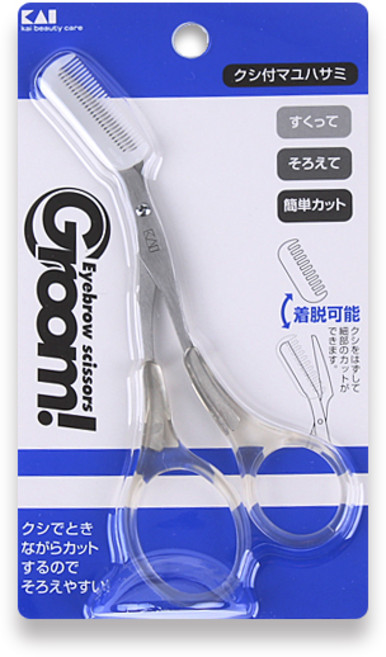 카이 Groom 남성 빗달린 눈썹가위, 카이 Groom 빗달린 남성눈썹가위, 1개, 1개