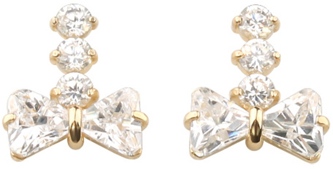 코알라주얼리 14K 샤이닝 리본 Q 귀걸이