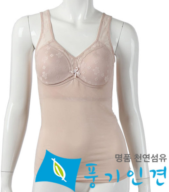 [풍기인견] 파란선풍기 여성 인견 속옷 자수 캡 런닝브라