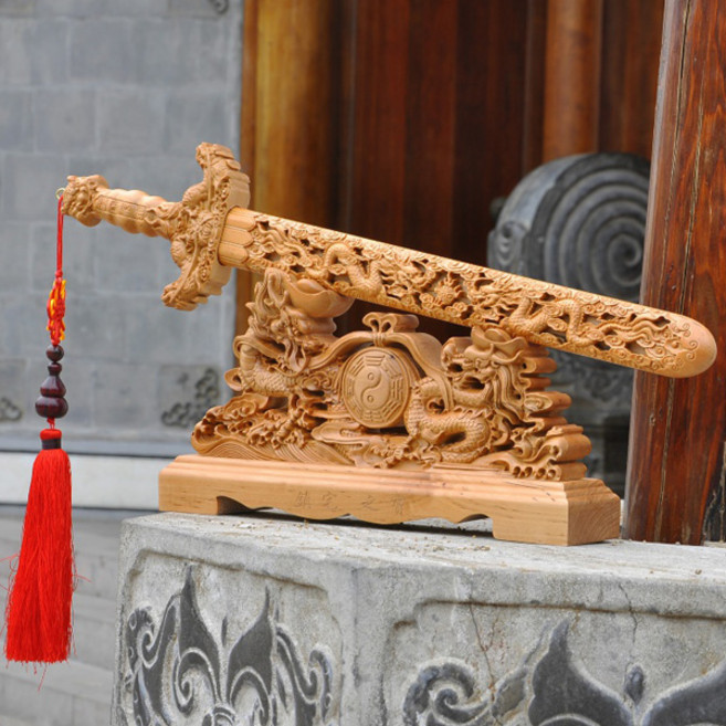 풍수백화점 풍수인테리어 장식소품 비보용품 복숭아 나무 칼 와식 도목검, 1개