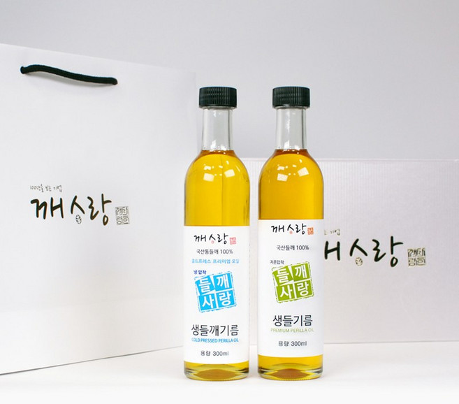 깨사랑 냉압착 생들기름 저온압착 선물세트 2호 들기름, 2개, 300ml