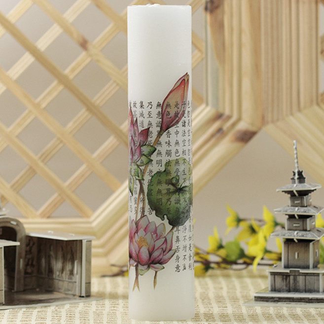 [삼환양초] 식물성양초 연꽃 반야 전사지 돈타레 40개 (한박스) - 종교양초/기도초