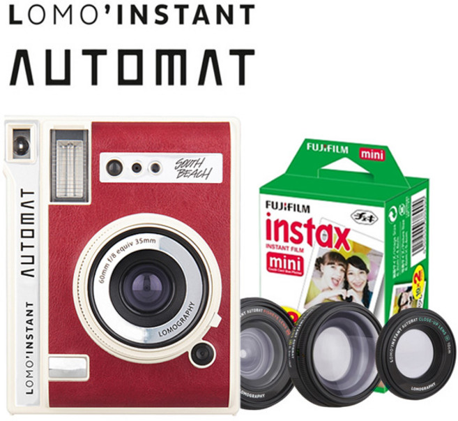 로모인스턴트 오토맷 사우스비치(버건디) 렌즈세트+미니필름20장, 버건디 1대, 오토맷 사우스비치 렌즈세트+미니필름20장, 1개