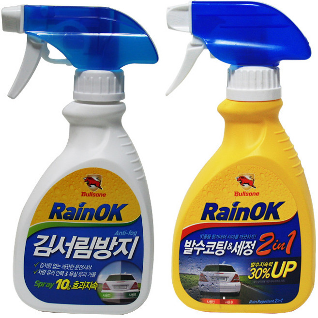 불스원 RainOK 발수코팅 & 세정 2in1 ＋ 김서림방지 스프레이, 1세트
