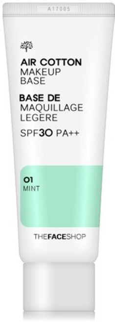 더페이스샵 에어코튼_메이크업베이스_민트_라벤더 중 택1 메이크업베이스, 01호 민트, 1개