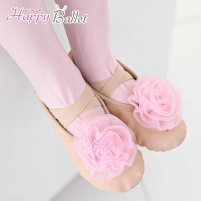 발레 코사지 가죽슈즈