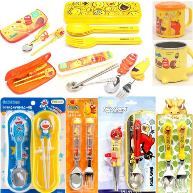 캐릭모아키즈 도라에몽 라바 스푼 포크 젓가락 컵, _, 컵-리락쿠마스텐뚜껑컵