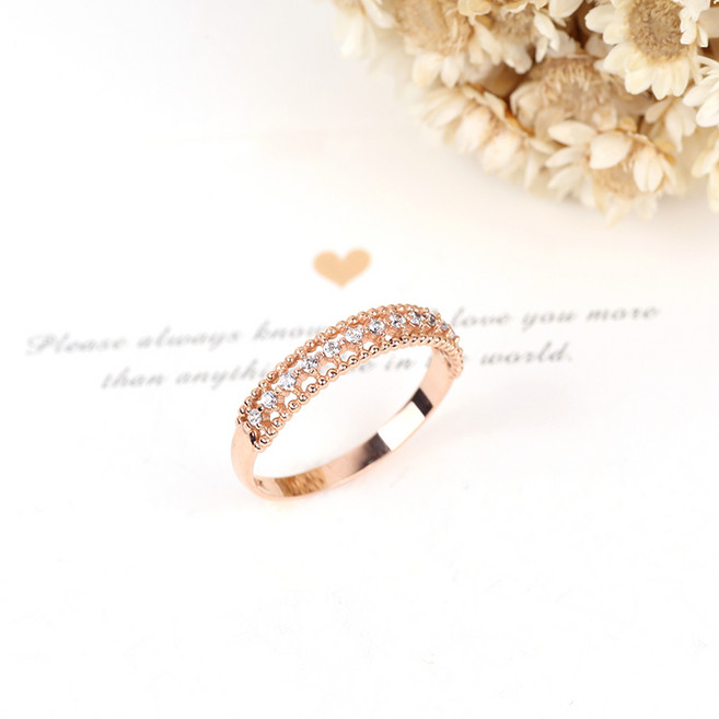 이끌레 레이어드 큐빅 14k반지 로즈골드 여성골드/로즈골드 반지