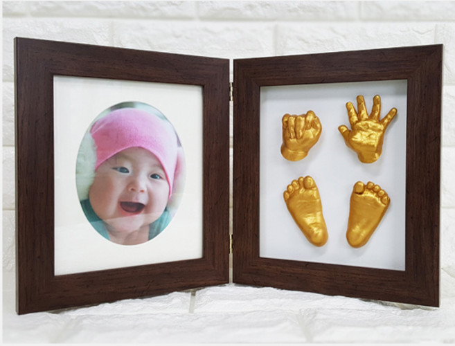 DIY세상 손찍고 발찍고 손발조형액자 풀세트, 손찍고발찍고 풀세트_월넛