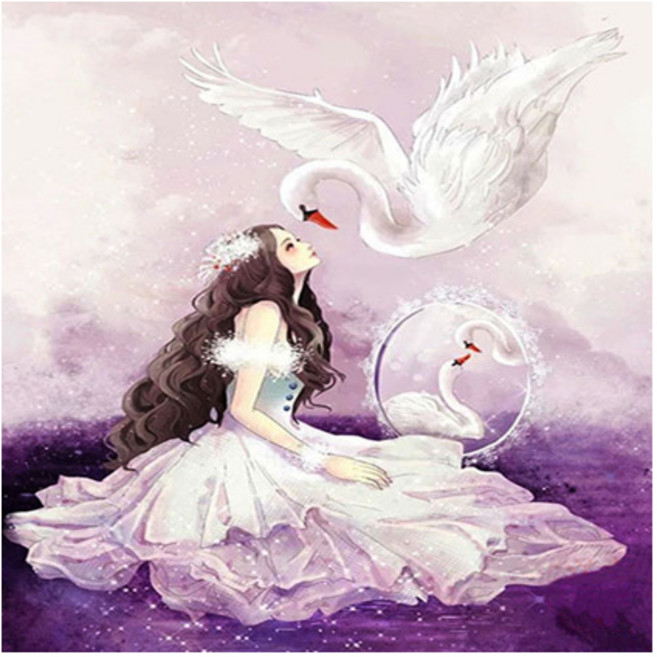 [1+1 액자증정] 톡톡 보석십자수 3D 인물기타시리즈 DIY 액자 세트, 백조의호수, 도안