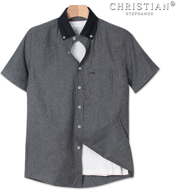오마보이 남성용 크리스챤 캐주얼 반팔 무지 남방 256CH