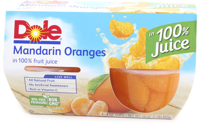 돌 만다린 오렌지 인 프루트 주스 컵 4개입, 452g, 1개