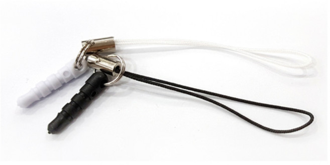 바미샵 휴대폰 이어폰 마개 캡 USB고리 이어캡 핸드폰줄블랙 화이트 택1 b0019, 블랙