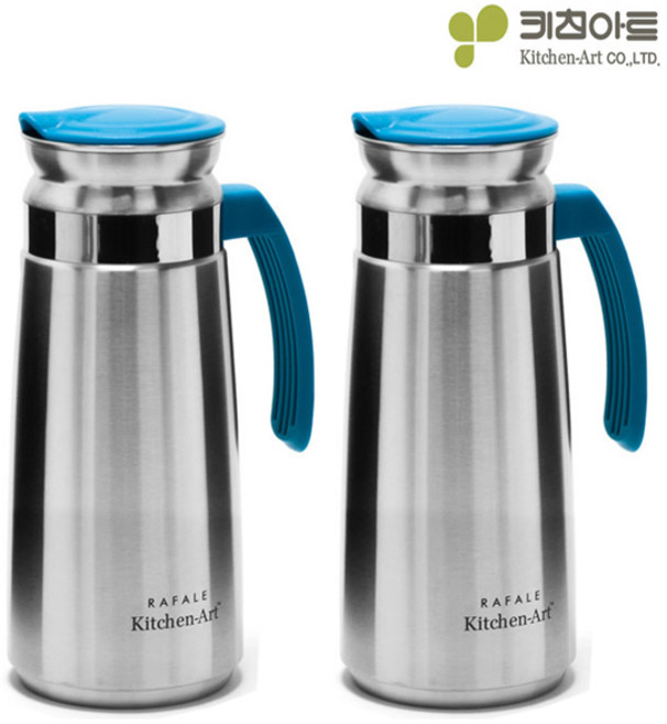 키친아트 라팔 스테인리스 물병 1+1 KAWB-C13, 실버, 1300ml