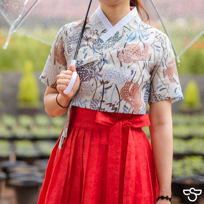 소단 나리꽃 저고리(상아색) 생활한복(개량한복)