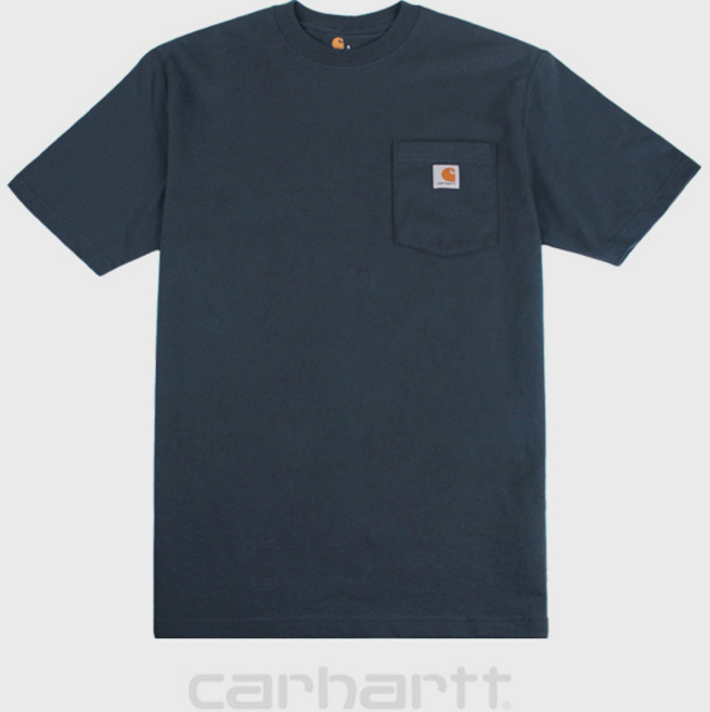 USA 정품 칼하트 반팔티 면티 남녀공용 반팔티 포켓 캐주얼 면티 티셔츠 K87 네이비