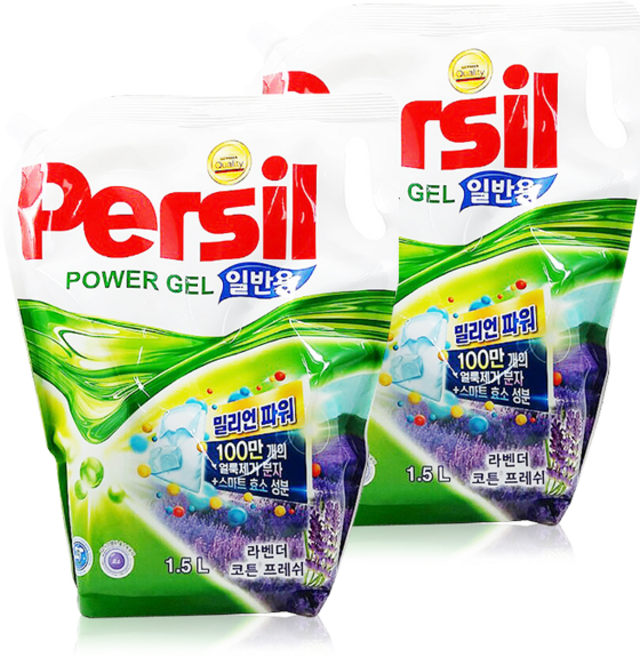 퍼실 파워젤 라벤더코튼 밀리언파워 일반용 액상세제리필, 1.5L, 2개