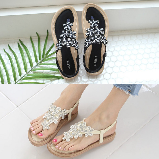 헤이슈 스트랩샌들 마르(레이스 큐빅 라텍스 플립플랍)