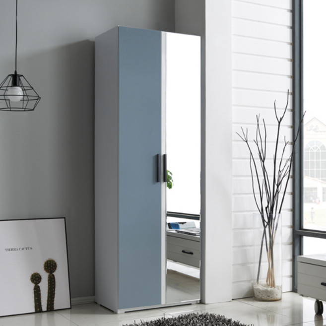 레이 옷장 600거울형 - 수납, 딥블루