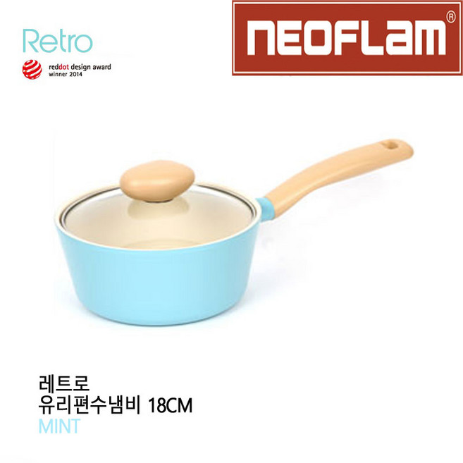 네오플램 레트로 편수냄비, 18cm, 민트, 1개