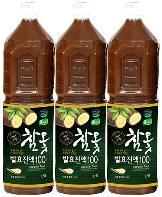 옻가네 참옻발효진액(100%) 몸에 좋은 참옻 옻물 옻닭(3만원이상 사은품증정), 1.5L, 3개
