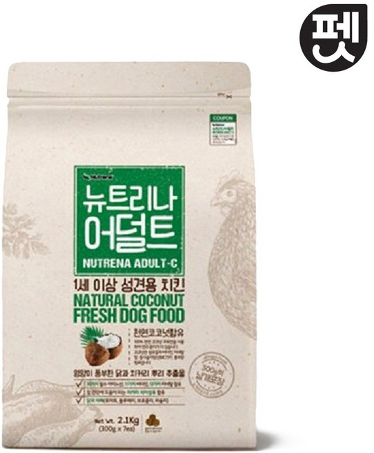 뉴트리나 어덜트 치킨 애견 사료, 2.1kg, 2개, 닭