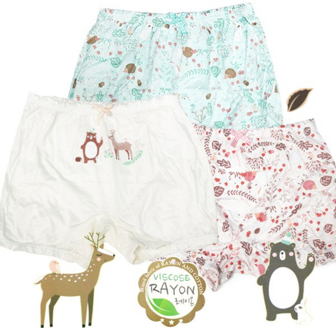 제이코튼 루루 여아드로즈3매 여아팬티 여름용속바지 여아 팬티