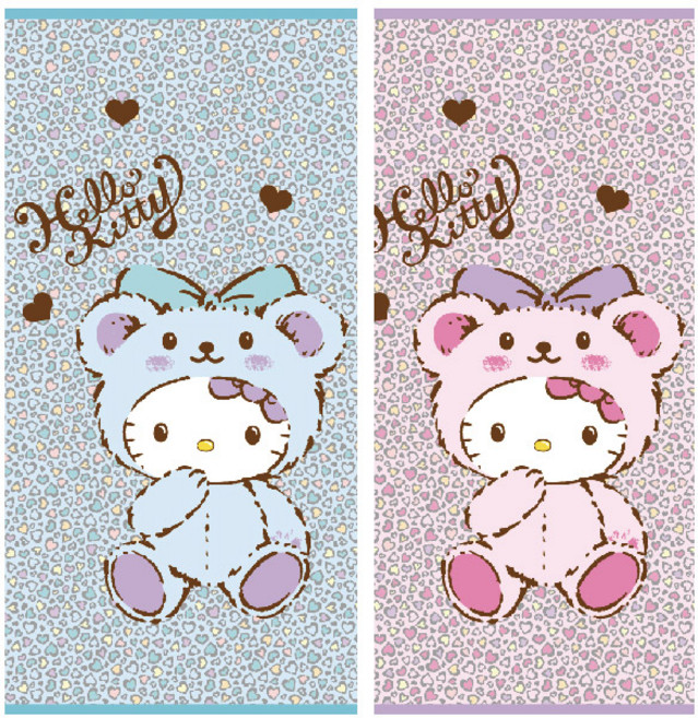 헬로키티 레오파드 바스겸 비치타올, 블루, 1개