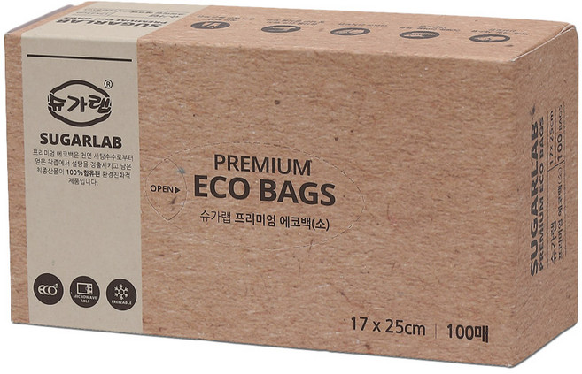 슈가랩 프리미엄 에코백-소 (17X25) 100매, 소(S), 100개입, 1개