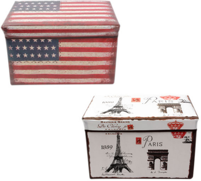 NK 1+1 스툴 의자 수납의자 수납스툴 정리함, 1+1 성조기(대)+에펠탑(대), 1개