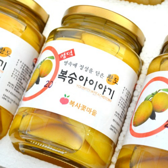 영덕 복숭아 황도(유리병) 500gX3병, 1박스, 500g