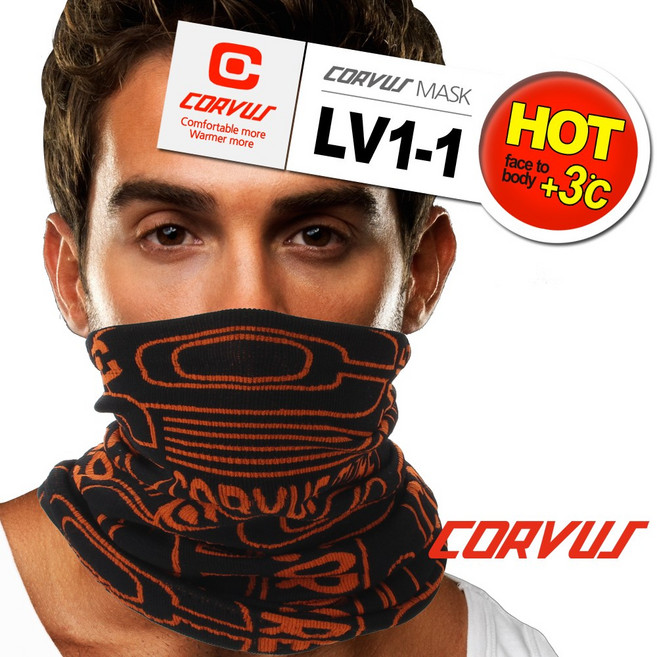 CORVUS 겨울용 멀티마스크 LV1-1 BKOR, CORVUS LV1-1 NVBL
