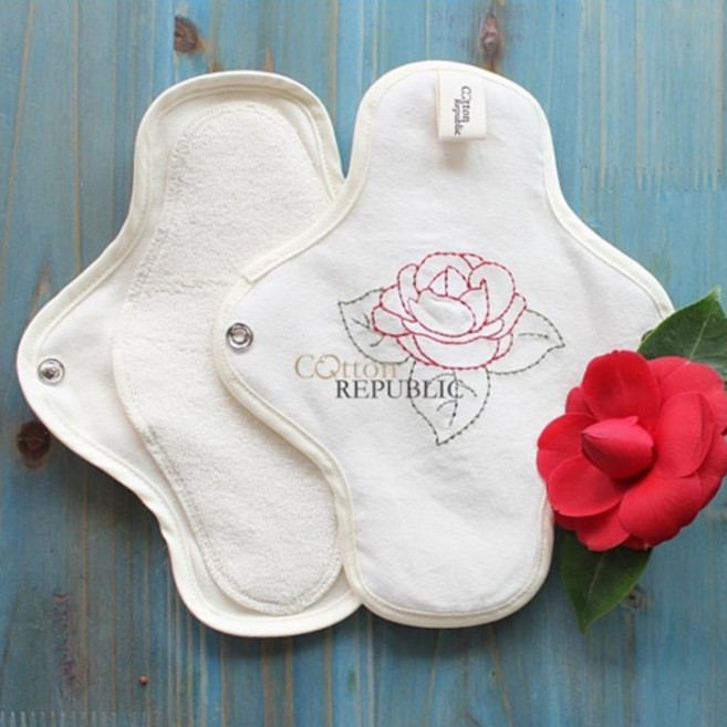 코튼리퍼블릭 순면생리대 날개[까멜리아]자수 소형, 1개