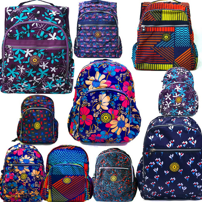 지구촌 투포켓 수납편리한 컬러풀 나염백팩 패브릭 어깨 편한 조끼형 배낭 aa843