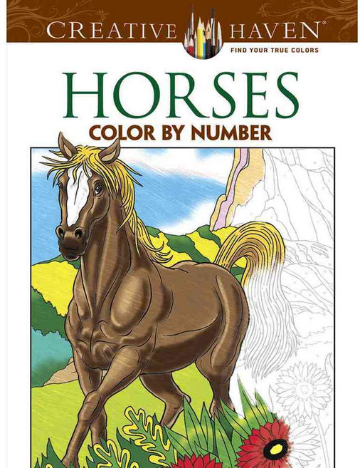 Horses Color by Number Adult Coloring Book, Dover Pubns